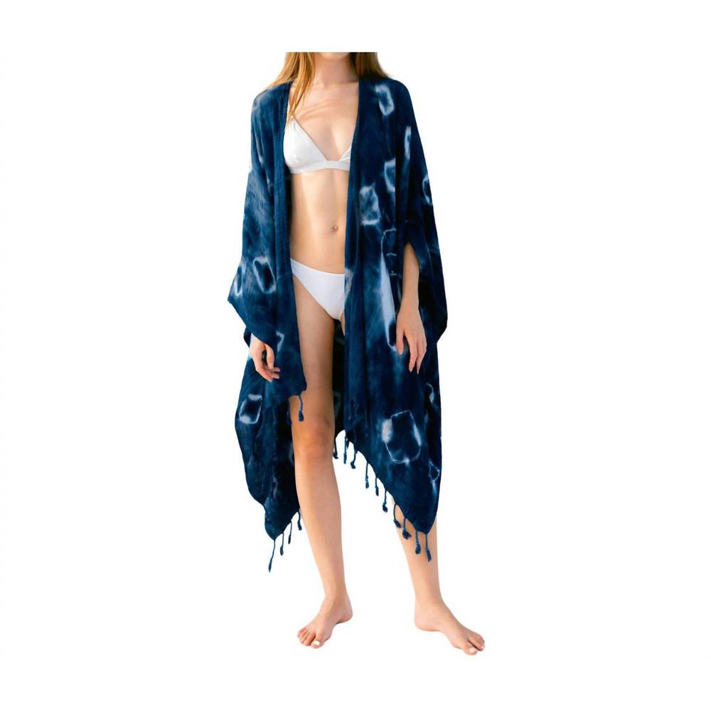 NEW MERSEA women's shibori beach wrap in blue shibori